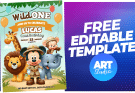 How to Make a 1st Birthday Invitation | Mickey Mouse Safari Wild One 🦁 FREE TEMPLATE