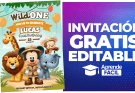 Invitacion de Mickey Mouse safari primer añito  – Editable en Canva – Gratis