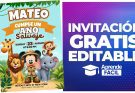 Invitacion de Mickey Mouse safari primer añito  – Editable en Canva – Gratis