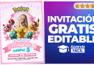 Invitacion de Pokemon para Niña  – Editable en Canva – Gratis