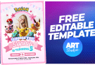 Pokémon Invitation for Girls – Editable in Canva – Free
